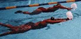 Picture of learning to enter the hand in the water and under the milk jug